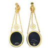 Once Upon A Diamond Earrings Yellow Gold Vintage Micro Mosaic Drop Earrings in Black Onyx & 14K Yellow Gold