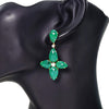 Once Upon A Diamond Earrings Yellow Gold Zambian Emerald Star Drop Earrings 18K Yellow Gold 25.50ctw