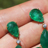 Once Upon A Diamond Earrings Yellow Gold Zambian Emerald Star Drop Earrings 18K Yellow Gold 25.50ctw