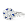 Once Upon A Diamond Engagement Ring Bezel Set Round Diamond Engagement Ring with Sapphires