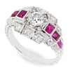 Once Upon A Diamond Engagement Ring European Diamond Engagement Ring with Rubies 18K 1.61ctw