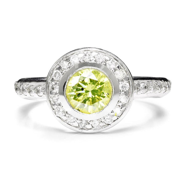 Once Upon A Diamond Engagement Ring Fancy Yellowish Green Round Diamond  Engagement Ring