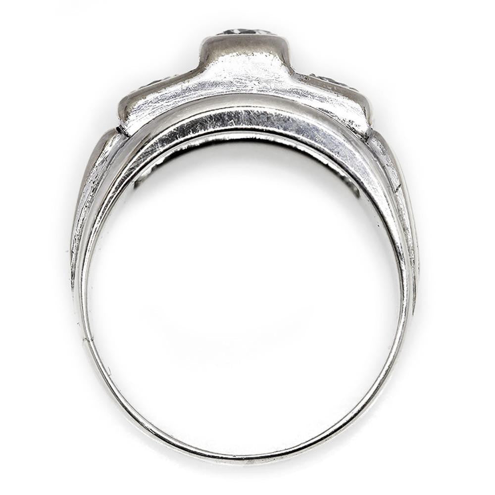 Once Upon A Diamond Engagement Ring Modern Three Stone Round Diamond Engagement Ring in White Gold .50ctw