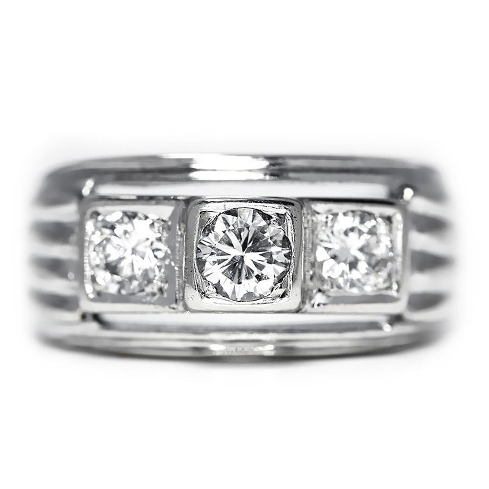 Once Upon A Diamond Engagement Ring Modern Three Stone Round Diamond Engagement Ring in White Gold .50ctw