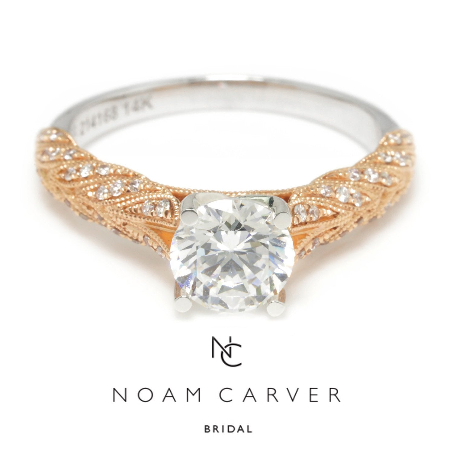 Noam Carver Floral Engagement Ring Semi-Mount White/Rose Gold