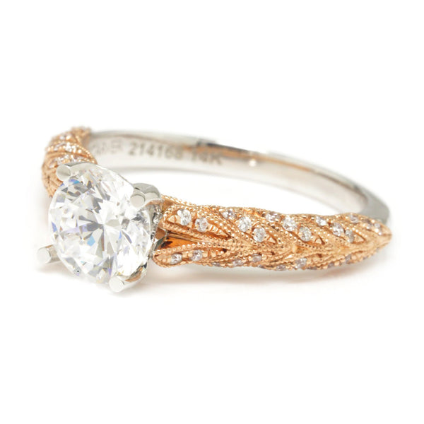 Noam Carver Floral Engagement Ring Semi-Mount White/Rose Gold - Image 2