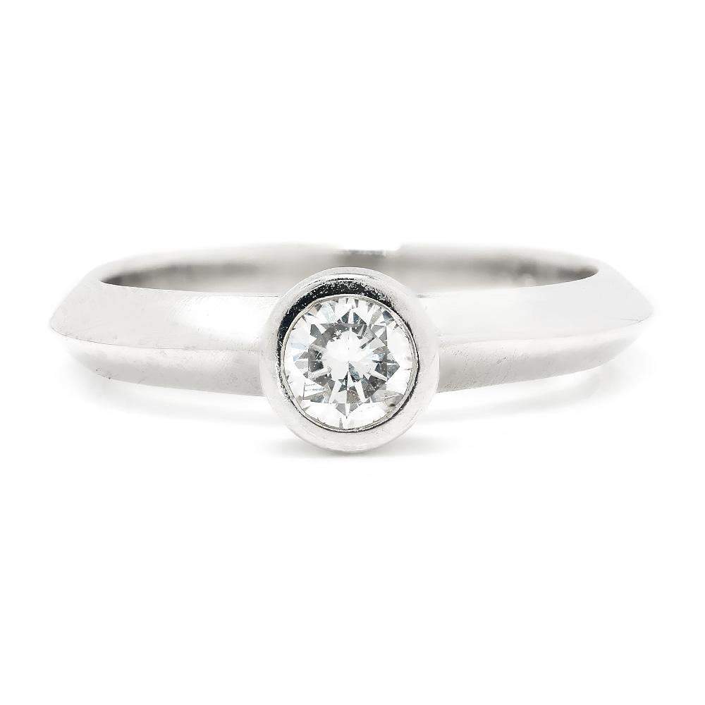 Once Upon A Diamond Engagement Ring Round Diamond Bezel Set Solitaire Engagement Ring 18K .25ct
