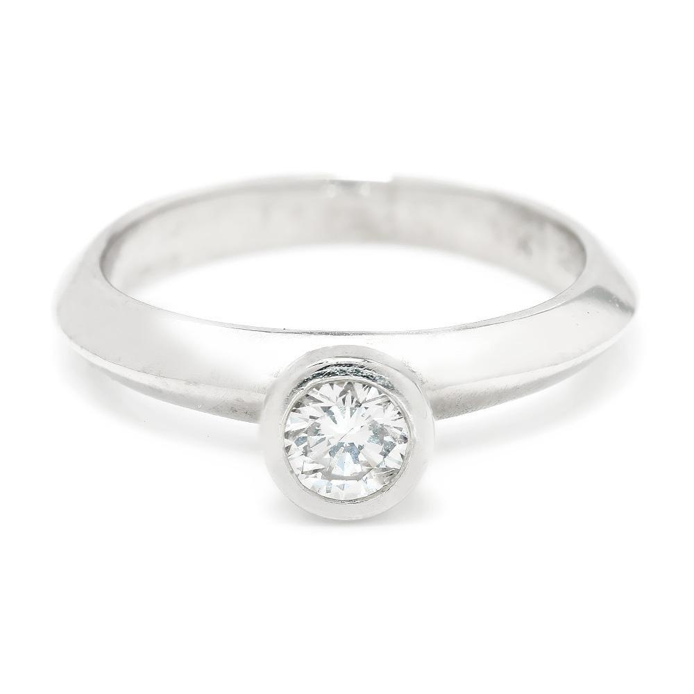 Once Upon A Diamond Engagement Ring Round Diamond Bezel Set Solitaire Engagement Ring 18K .25ct