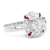 Once Upon A Diamond Engagement Ring Round Diamond Filigree Engagement Ring with Rubies 18K
