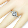 Once Upon A Diamond Engagement Ring Round Diamond Halo 3 Stone Engagement Ring 18K 1.44ctw