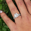 Once Upon A Diamond Engagement Ring White Gold Emerald Cut Diamond Halo Engagement Ring Set White Gold