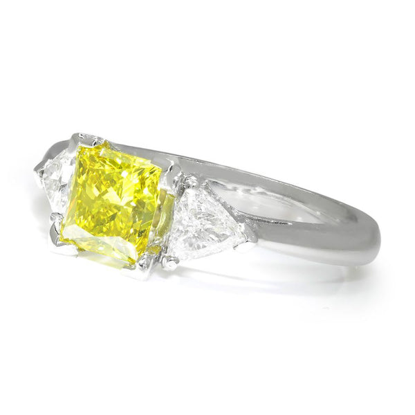 Fancy Yellow Princess Diamond 3-Stone Engagement Ring 1.77ctw - Image 3