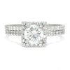 Once Upon A Diamond Engagement Ring White Gold Gabriel & Co Round Diamond Halo Engagement Ring Set 18K 1.76ctw