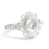 Once Upon A Diamond Engagement Ring White Gold Oval Rose Cut Diamond Filigree Engagement Ring 18K .80ctw