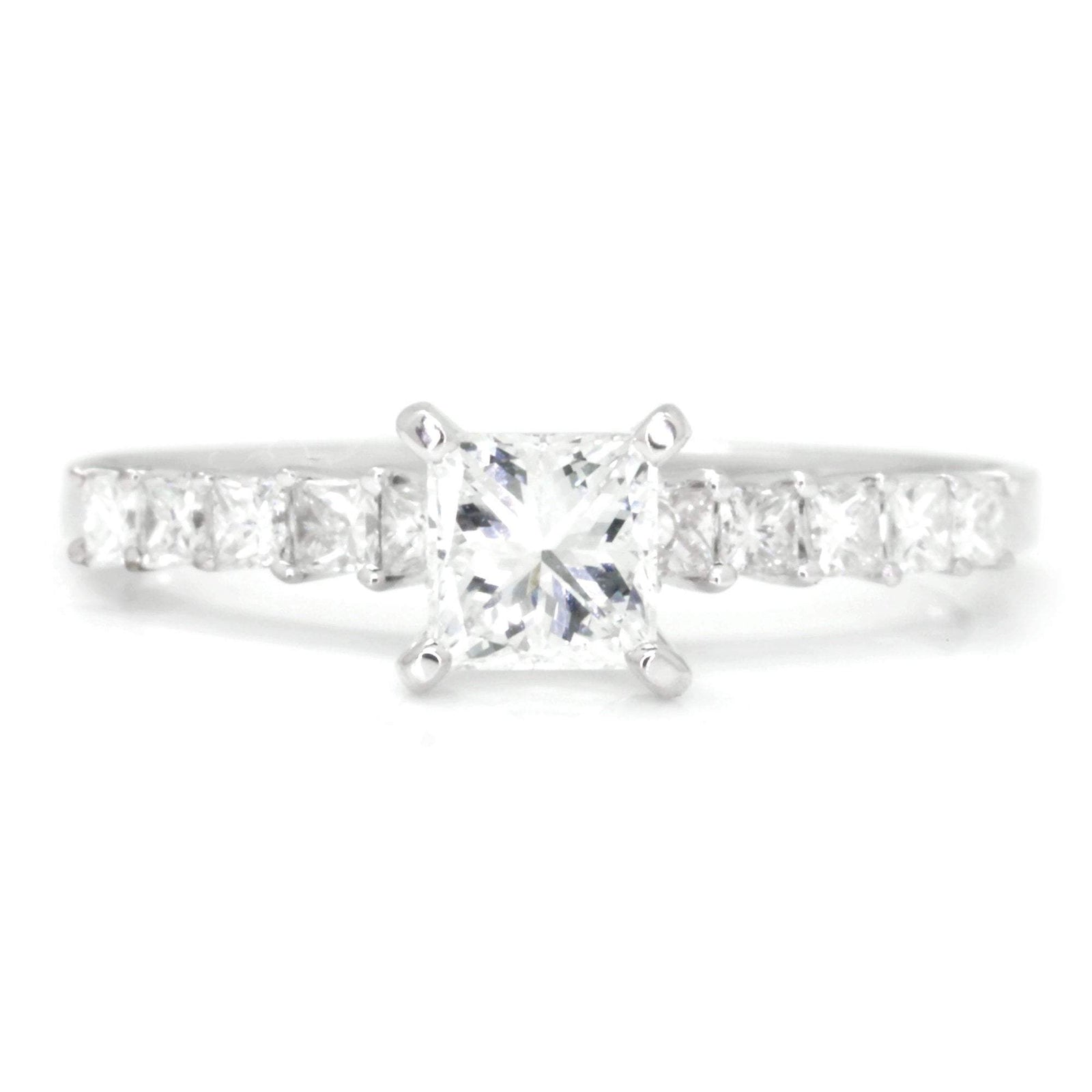 Princess Diamond Engagement Ring Set with Accents 18K 1.26ctw