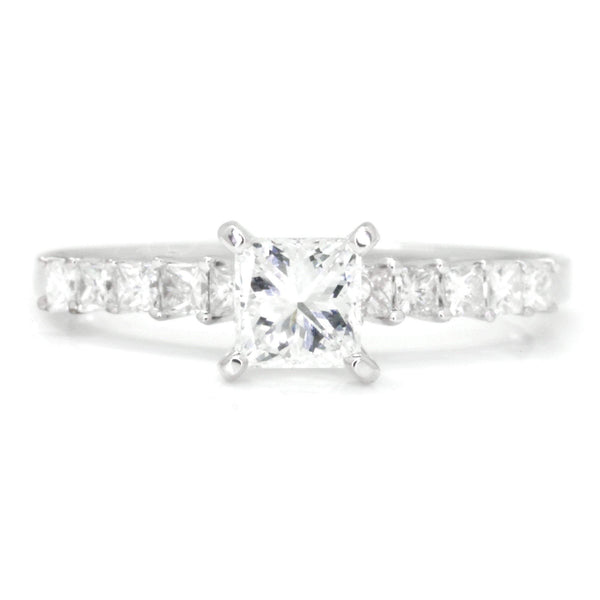 Princess Diamond Engagement Ring Set with Accents 18K 1.26ctw - Image 2