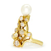 Vintage Pearl Ring with Old Mine Cut Diamonds 18K 1.00ctw