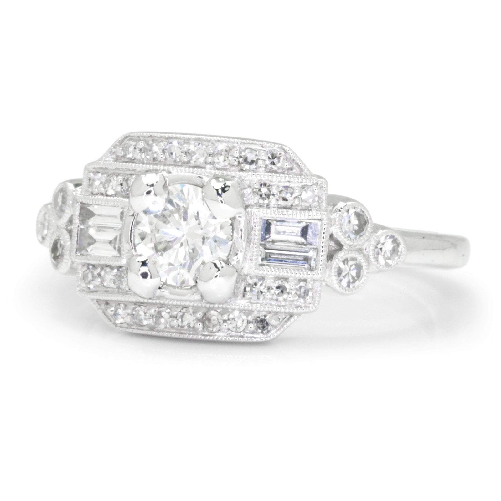 Vintage Reproduction Diamond Engagement Ring with Accents