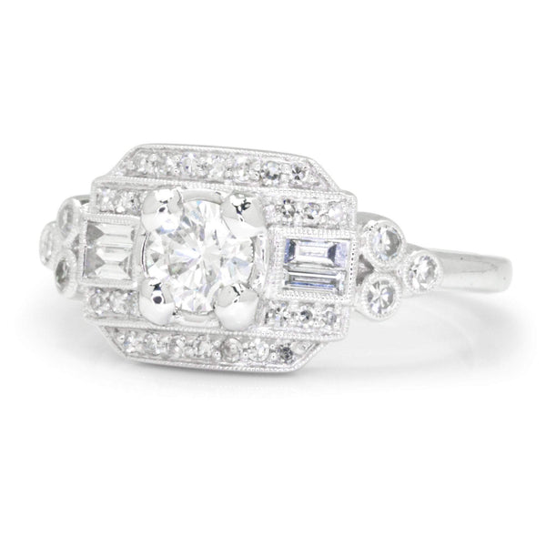 Vintage Reproduction Diamond Engagement Ring with Accents - Image 2