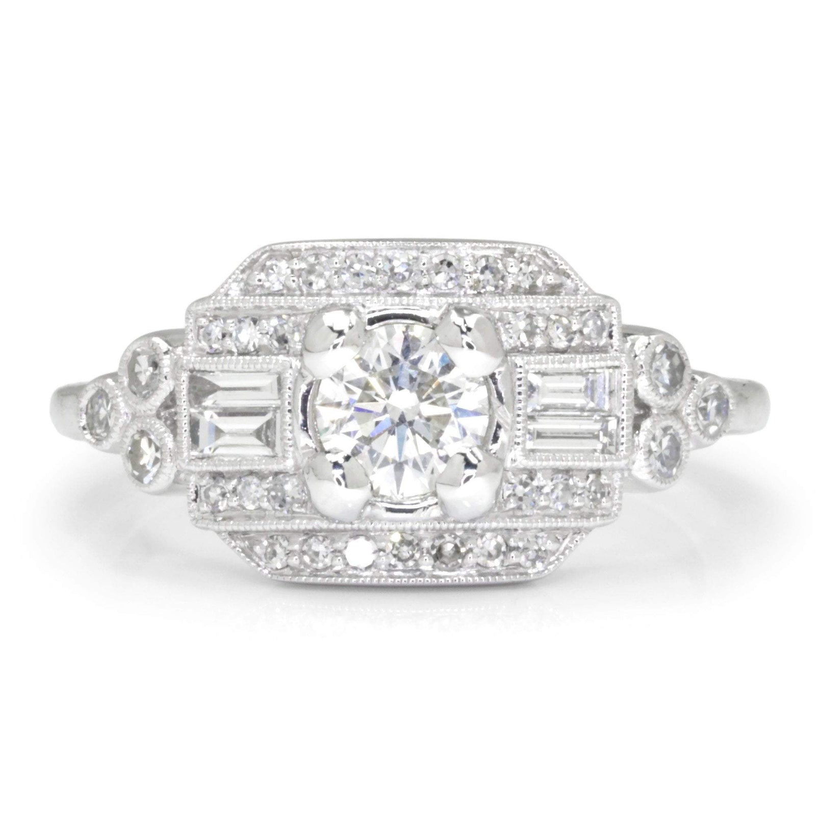 Vintage Reproduction Diamond Engagement Ring with Accents