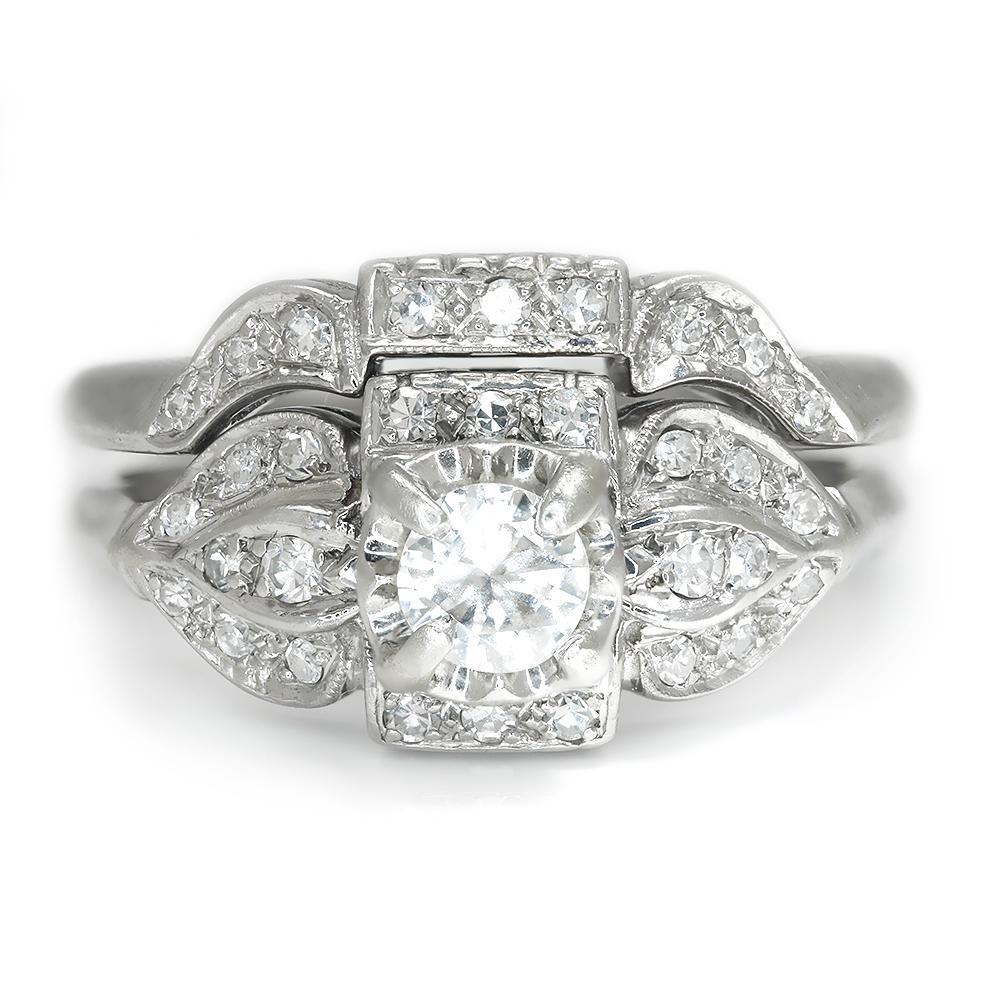 Cathedral Vintage Engagement Ring Bridal Set (2 Rings) (0.63 Ct. Twt.) -  ST-ENG-206-RG-BF