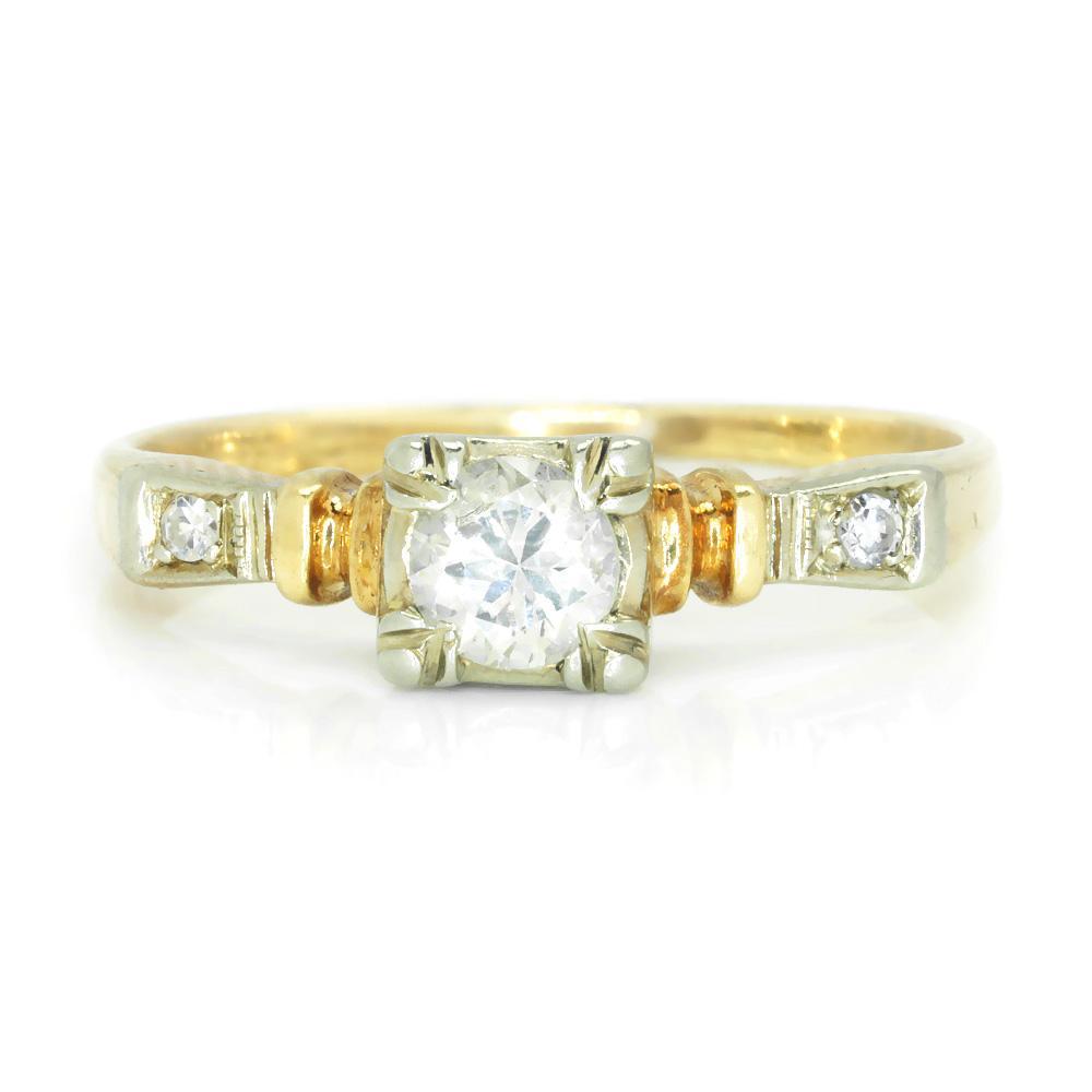 Vintage 1950s Round Diamond Engagement Ring 14K .26ctw