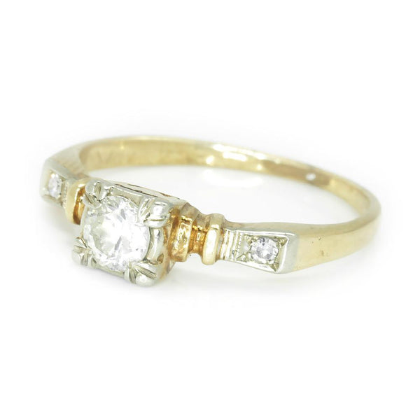 Vintage 1950s Round Diamond Engagement Ring 14K .26ctw - Image 2