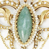 Once Upon A Diamond Jewelry Set Art Nouveau Jade Pendant Brooch with Seed Pearls in 14kt Yellow Gold