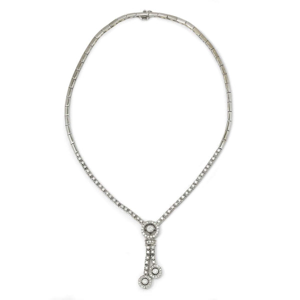 Once Upon A Diamond Necklace White Gold Round Diamond Split Pendant Necklace 18K White Gold 1.75ctw