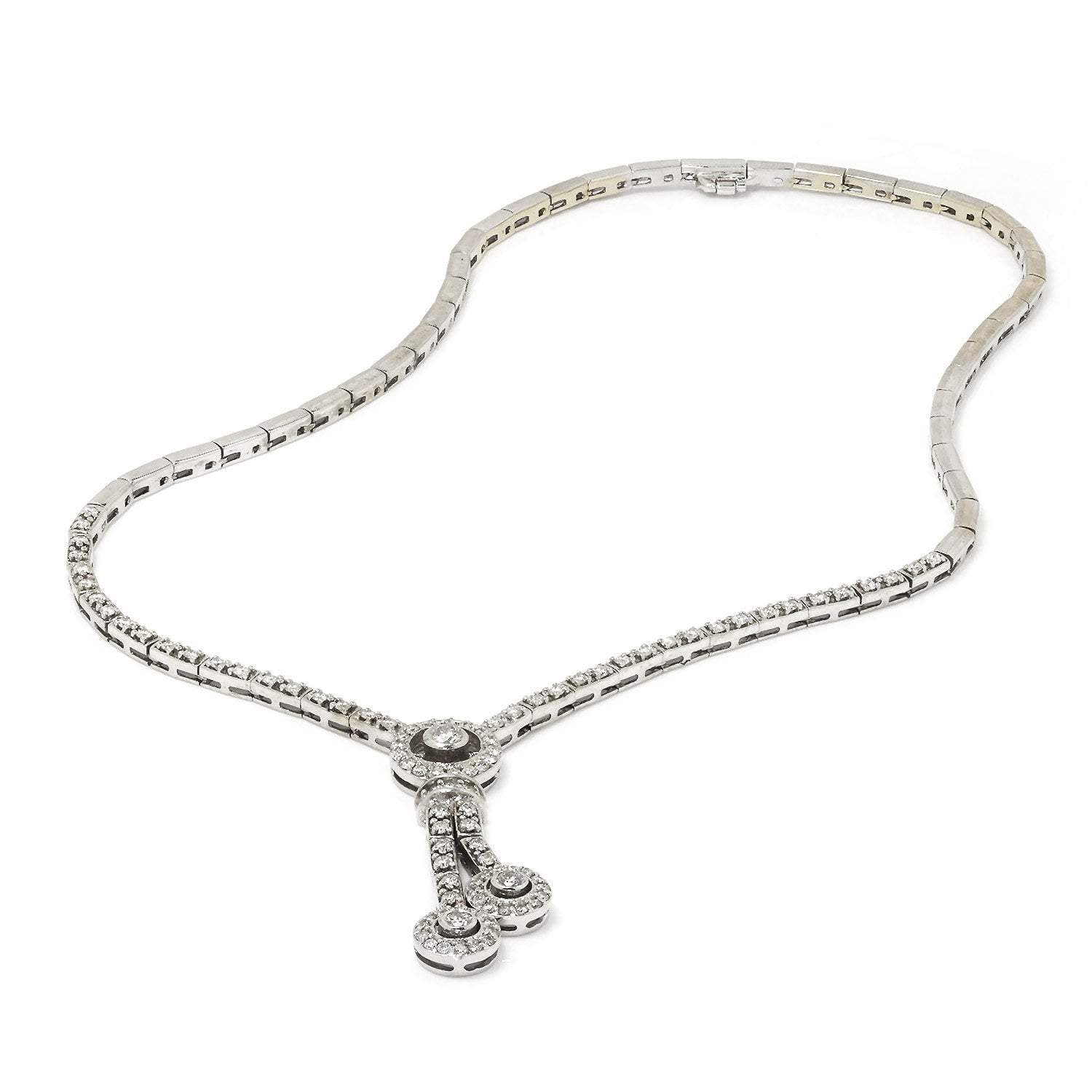 Once Upon A Diamond Necklace White Gold Round Diamond Split Pendant Necklace 18K White Gold 1.75ctw