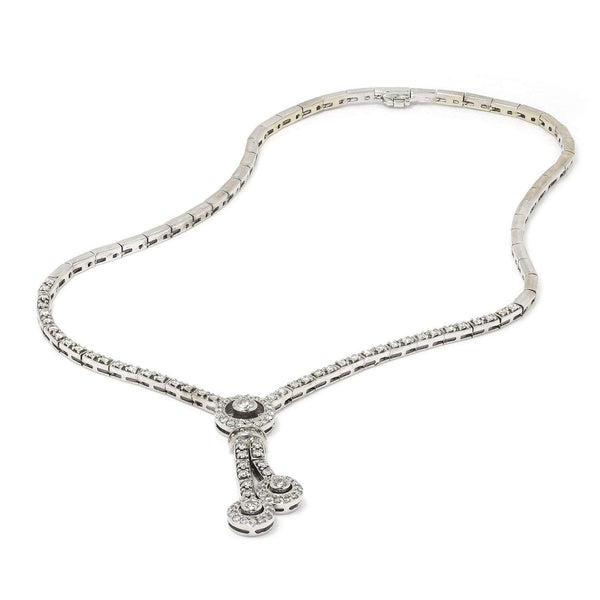 Round Diamond Split Pendant Necklace 18K White Gold 1.75ctw - Image 2