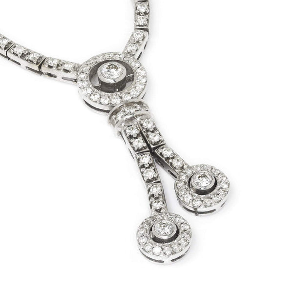 Round Diamond Split Pendant Necklace 18K White Gold 1.75ctw - Image 3