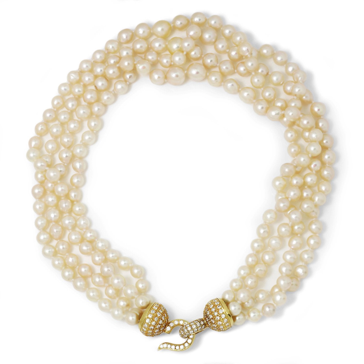 Golden Wire Ball Necklace Clasp - Pearl & Clasp