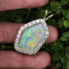 Once Upon A Diamond Pendant Australian Opal & Diamond Pendant 14K 14.45ctw Certified