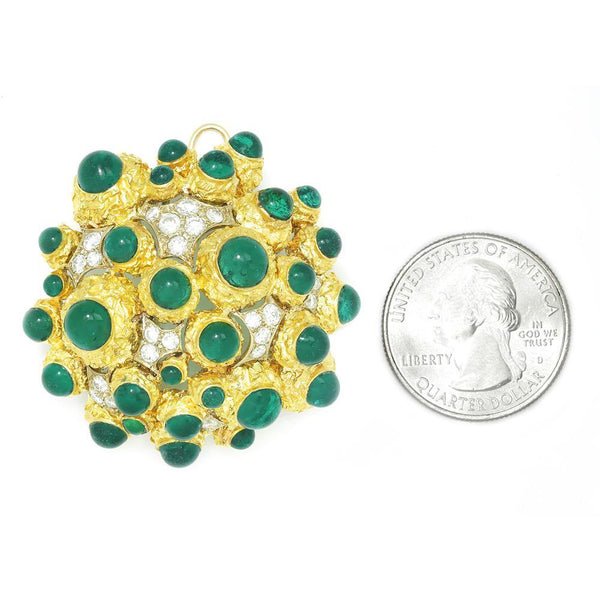 Vintage Diamond Pendant Brooch 18K Two Tone Gold 1.00ctw - Image 2