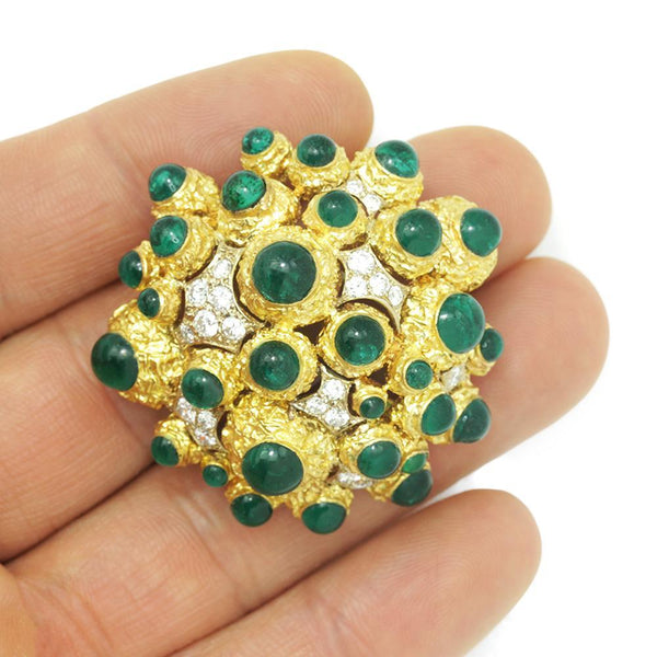 Vintage Diamond Pendant Brooch 18K Two Tone Gold 1.00ctw - Image 3