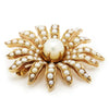 Once Upon A Diamond Pendant Brooch Yellow Gold Vintage Pearl Sun Pin Pendant 14K Yellow Gold