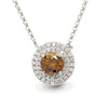 Once Upon A Diamond Pendant Necklace White Gold 0.67CT Fancy Brown Diamond Double Halo Pendant Necklace 18K