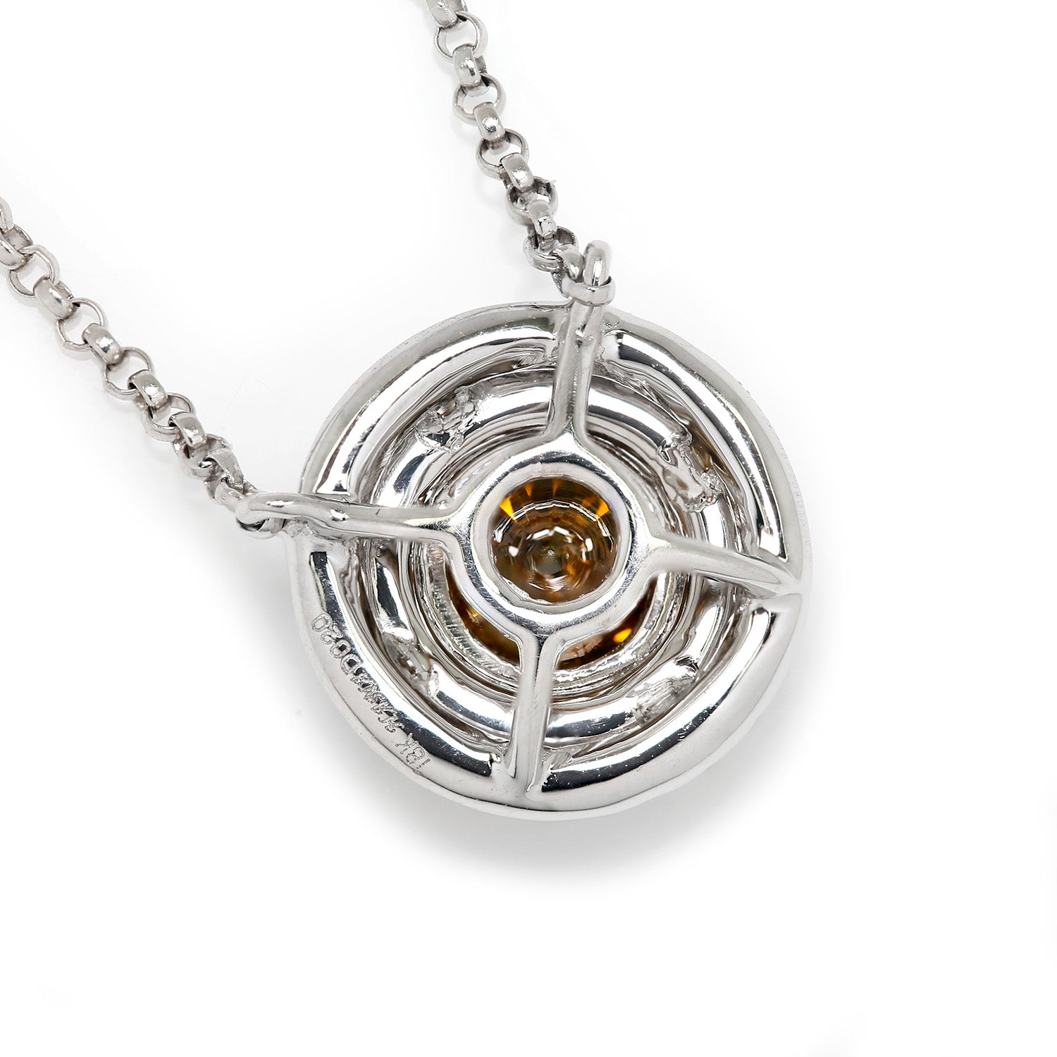 Once Upon A Diamond Pendant Necklace White Gold 0.67CT Fancy Brown Diamond Double Halo Pendant Necklace 18K