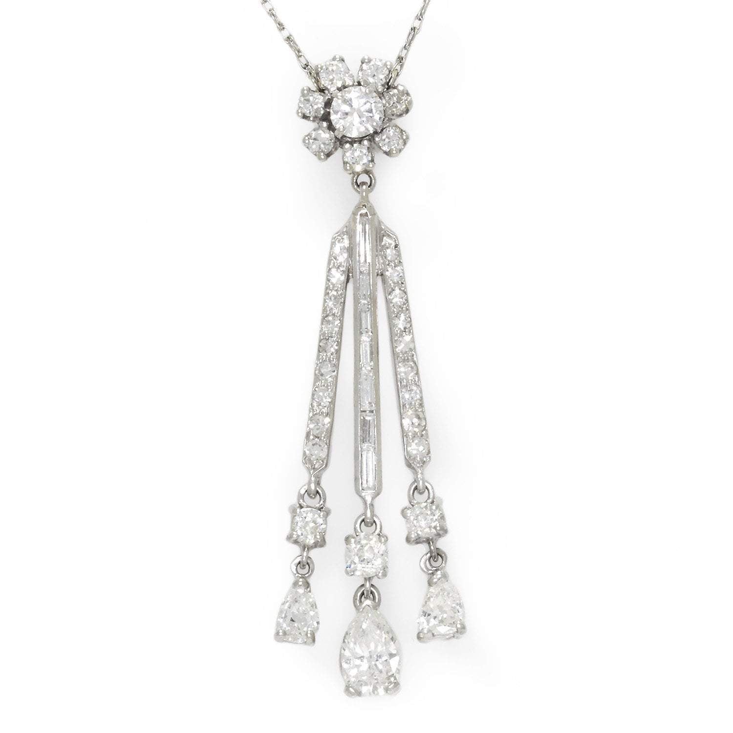 Beautiful 18k White Gold Art Deco Diamond Necklace | eBay