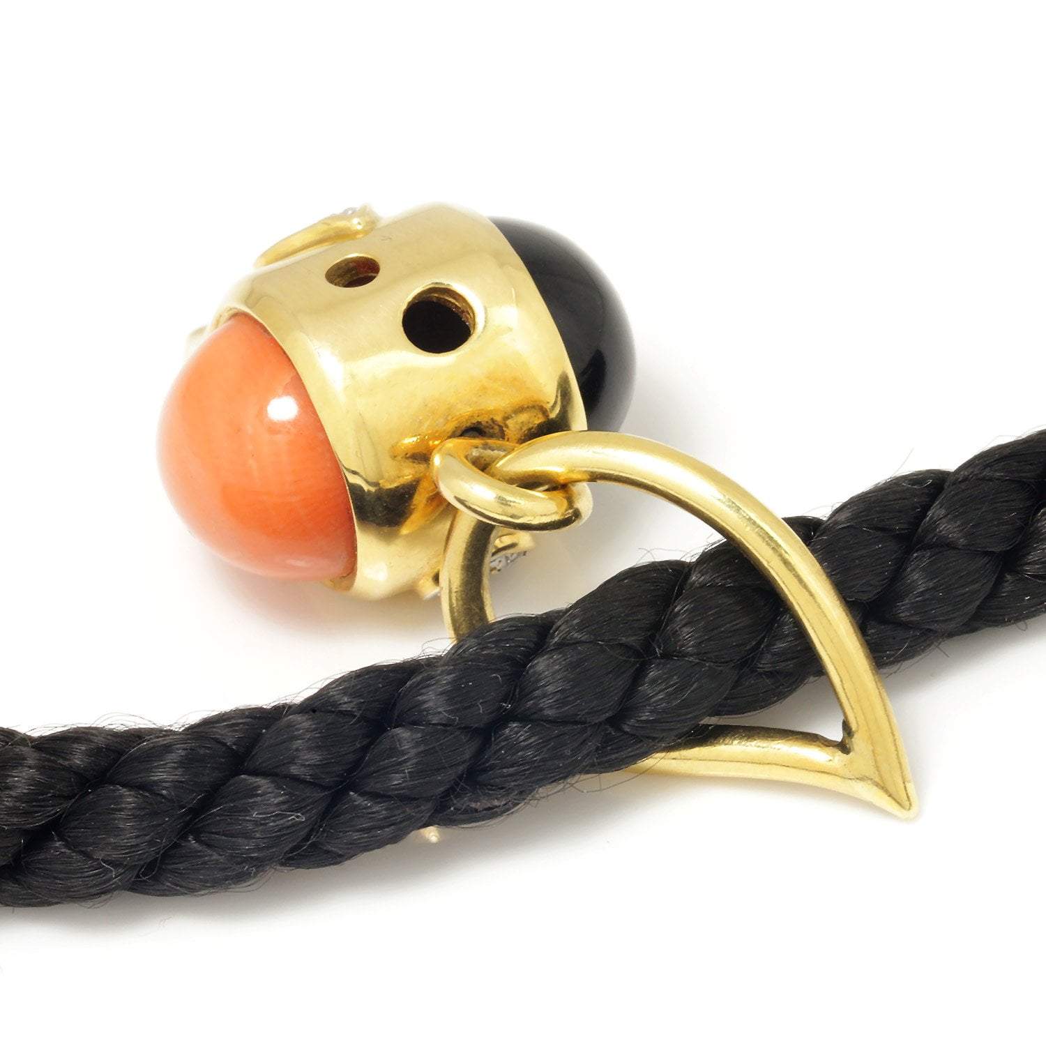 Vintage Onyx & Coral Pendant Black Thread Necklace with Diamonds - Once  Upon A Diamond