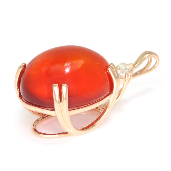 Oval Fire Opal Pendant with Diamonds 14K Rose Gold 9.69ct - Image 3