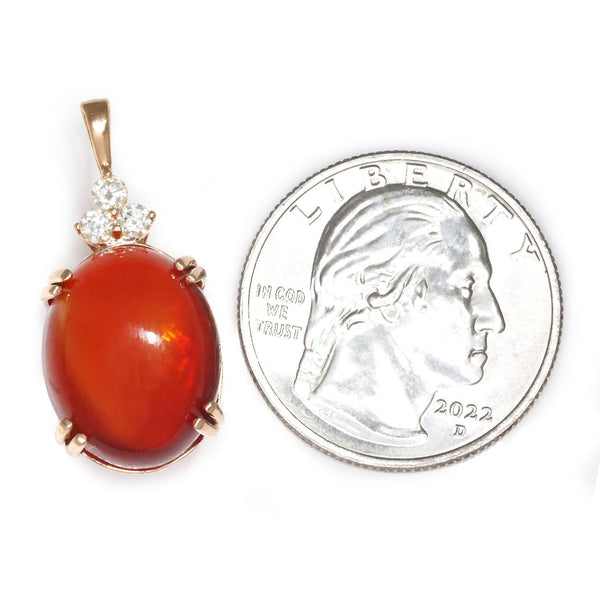 Oval Fire Opal Pendant with Diamonds 14K Rose Gold 9.69ct - Image 2