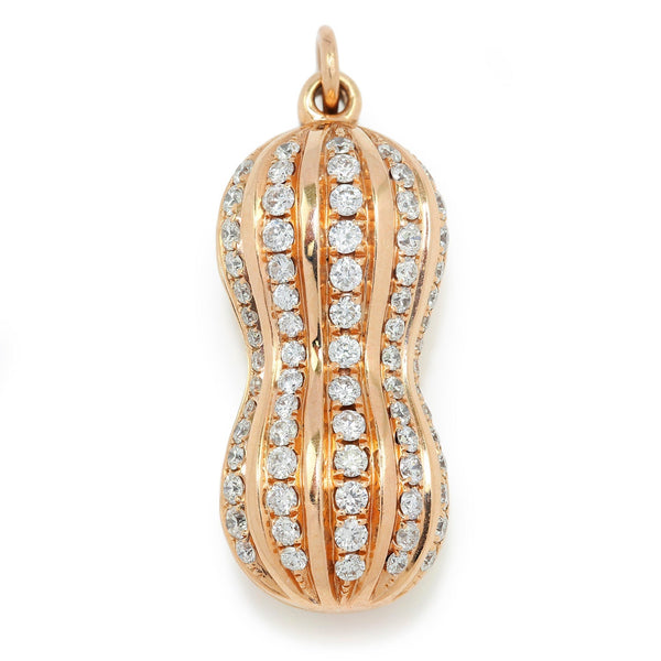 Peanut Diamond Pendant with Hidden Pearls 14K Rose Gold - Image 2