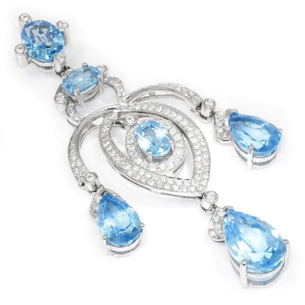 Swiss Blue Topaz Chandelier Pendant with Diamonds 18K 16.90ctw - Image 3
