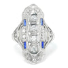 Once Upon A Diamond Ring Art Deco Diamond Dinner Ring with Sapphires 18K .45ctw
