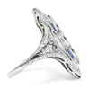 Once Upon A Diamond Ring Art Deco Diamond Dinner Ring with Sapphires 18K .45ctw