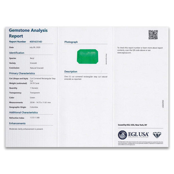 24.70 Carat EGL USA Certified Loose Natural Colombian Emerald - Image 2