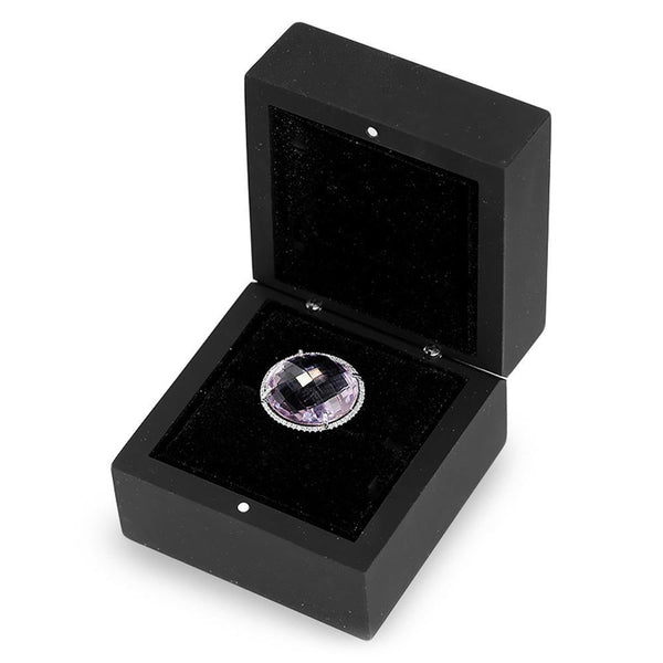 Large Amethyst Halo Ring with Diamonds 14K 18.28ctw - Image 2