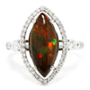 Once Upon A Diamond Ring Marquise Ethiopian Opal Halo Ring with Diamond’s 18K October Birthstone 2.36ctw
